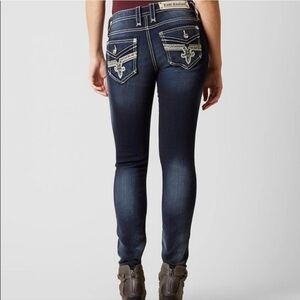 Rock Revival Lam Easy Skinny Jeans Embellished Glam Western Size 25